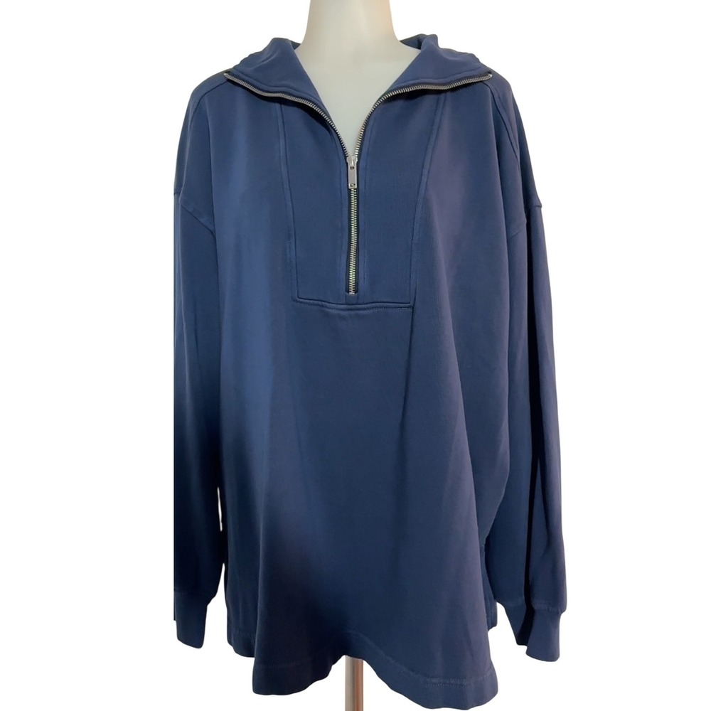 Old Navy Womens Blue Quarter Zip Sweatshirt Fleece Lined‎ Size L New w/ tag